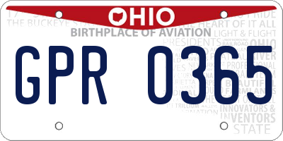 OH license plate GPR0365