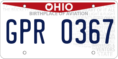 OH license plate GPR0367