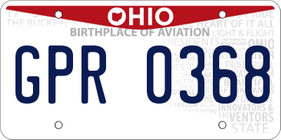 OH license plate GPR0368