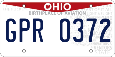 OH license plate GPR0372