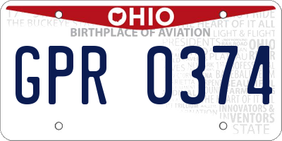 OH license plate GPR0374