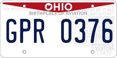 OH license plate GPR0376