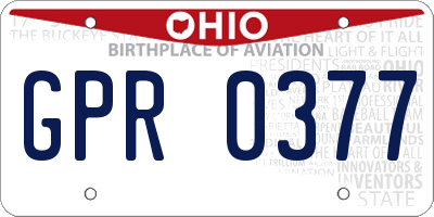 OH license plate GPR0377