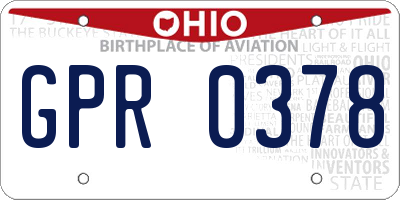 OH license plate GPR0378