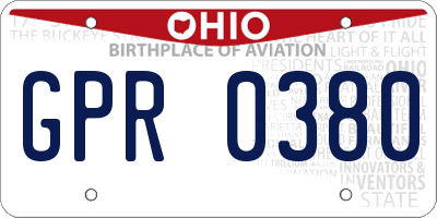OH license plate GPR0380