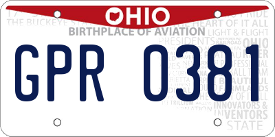OH license plate GPR0381