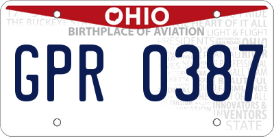 OH license plate GPR0387