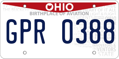 OH license plate GPR0388