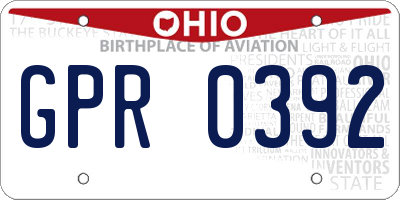 OH license plate GPR0392