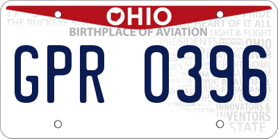 OH license plate GPR0396