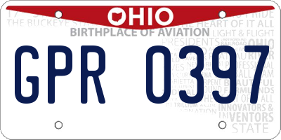 OH license plate GPR0397