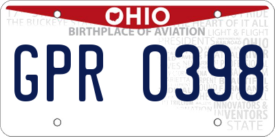 OH license plate GPR0398