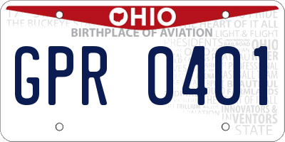 OH license plate GPR0401