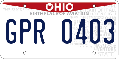 OH license plate GPR0403