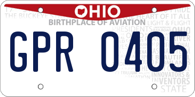 OH license plate GPR0405