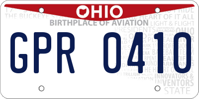 OH license plate GPR0410