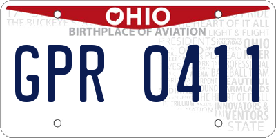 OH license plate GPR0411