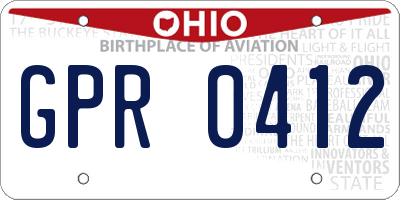 OH license plate GPR0412