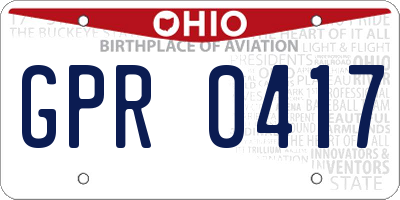 OH license plate GPR0417