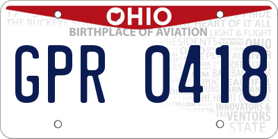 OH license plate GPR0418