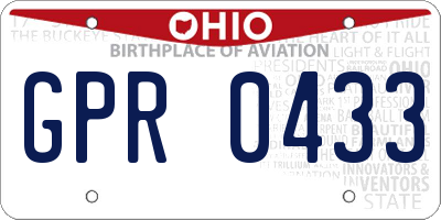 OH license plate GPR0433