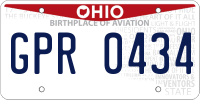 OH license plate GPR0434