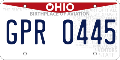 OH license plate GPR0445