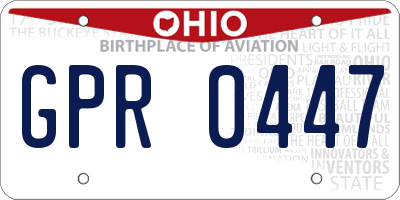 OH license plate GPR0447