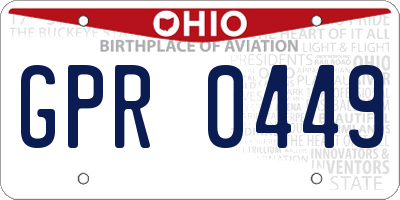 OH license plate GPR0449