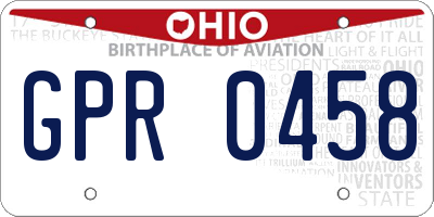 OH license plate GPR0458