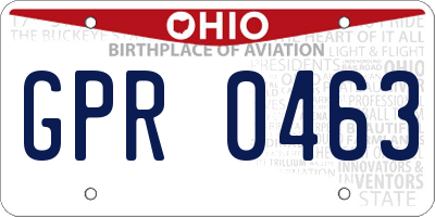 OH license plate GPR0463