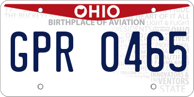 OH license plate GPR0465