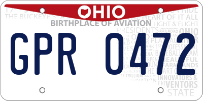 OH license plate GPR0472