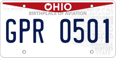 OH license plate GPR0501