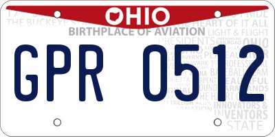 OH license plate GPR0512