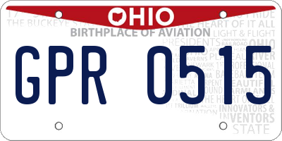 OH license plate GPR0515