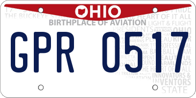 OH license plate GPR0517