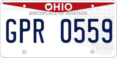 OH license plate GPR0559