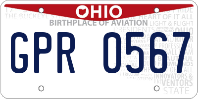 OH license plate GPR0567