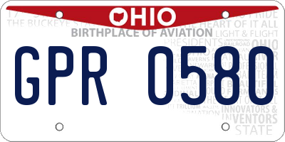 OH license plate GPR0580