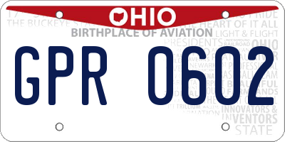 OH license plate GPR0602