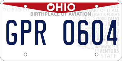 OH license plate GPR0604