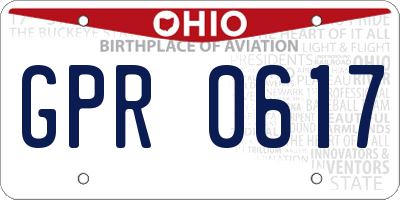 OH license plate GPR0617