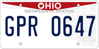 OH license plate GPR0647