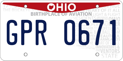 OH license plate GPR0671