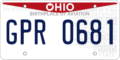 OH license plate GPR0681