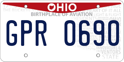OH license plate GPR0690