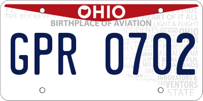 OH license plate GPR0702