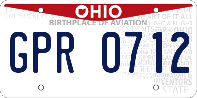 OH license plate GPR0712