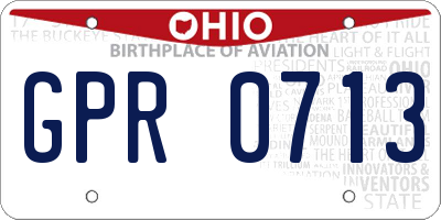 OH license plate GPR0713
